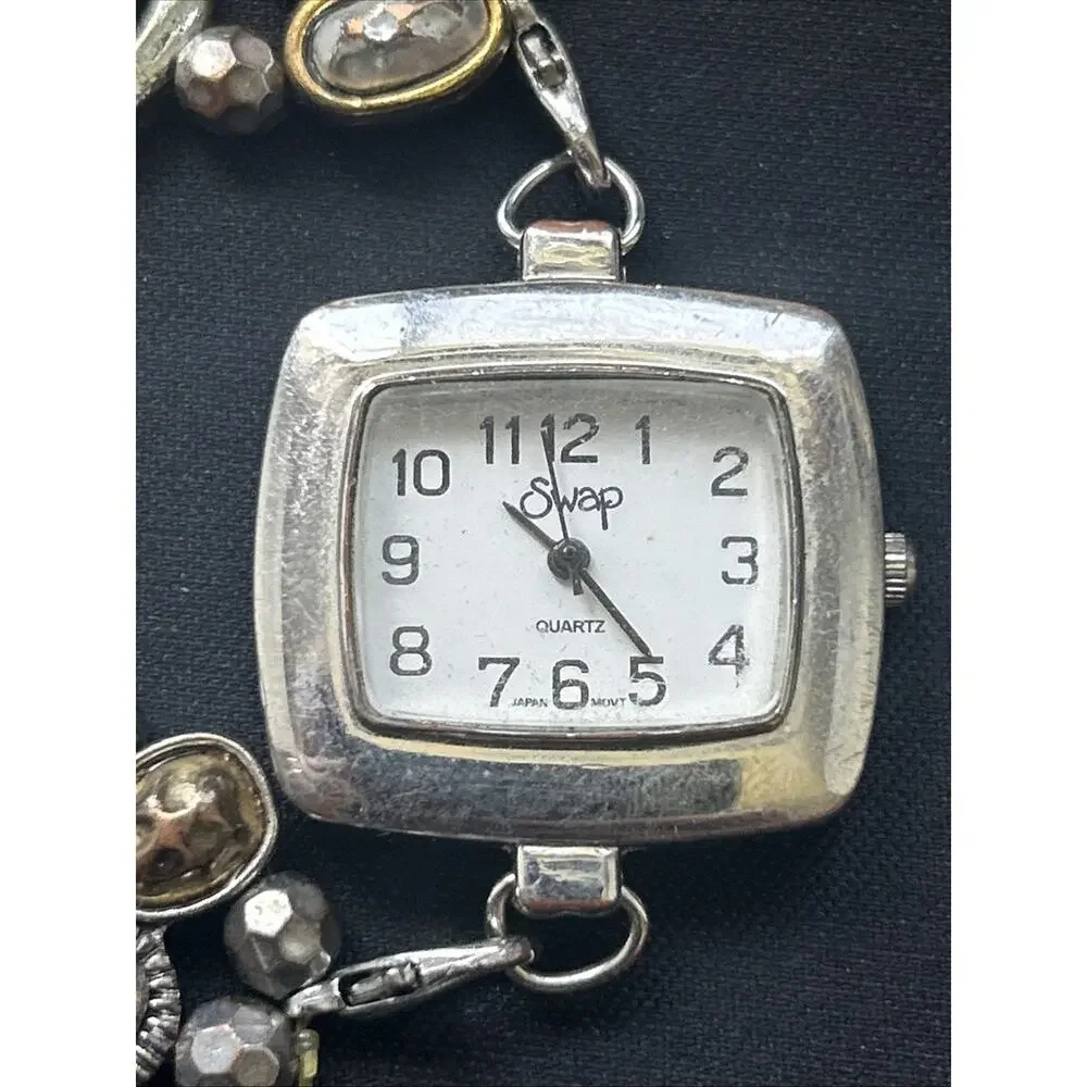 Swap Silver Tone Case Bracelet Watch